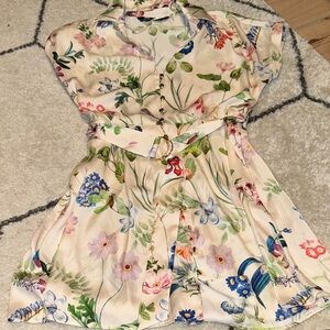Zara Multicolor Floral Button-Up Dress